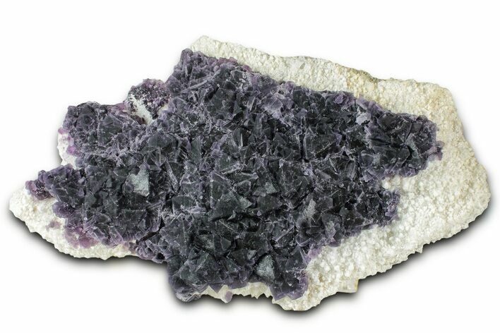 Purple Octahedral Fluorite Crystal Cluster on Quartz - China #330461